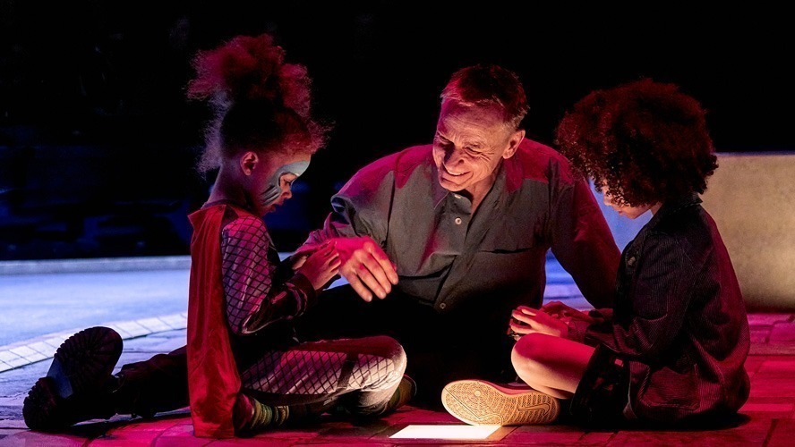 Ben Daniels portraying a character in a dramatic scene from Medea at Soho Place theatre.