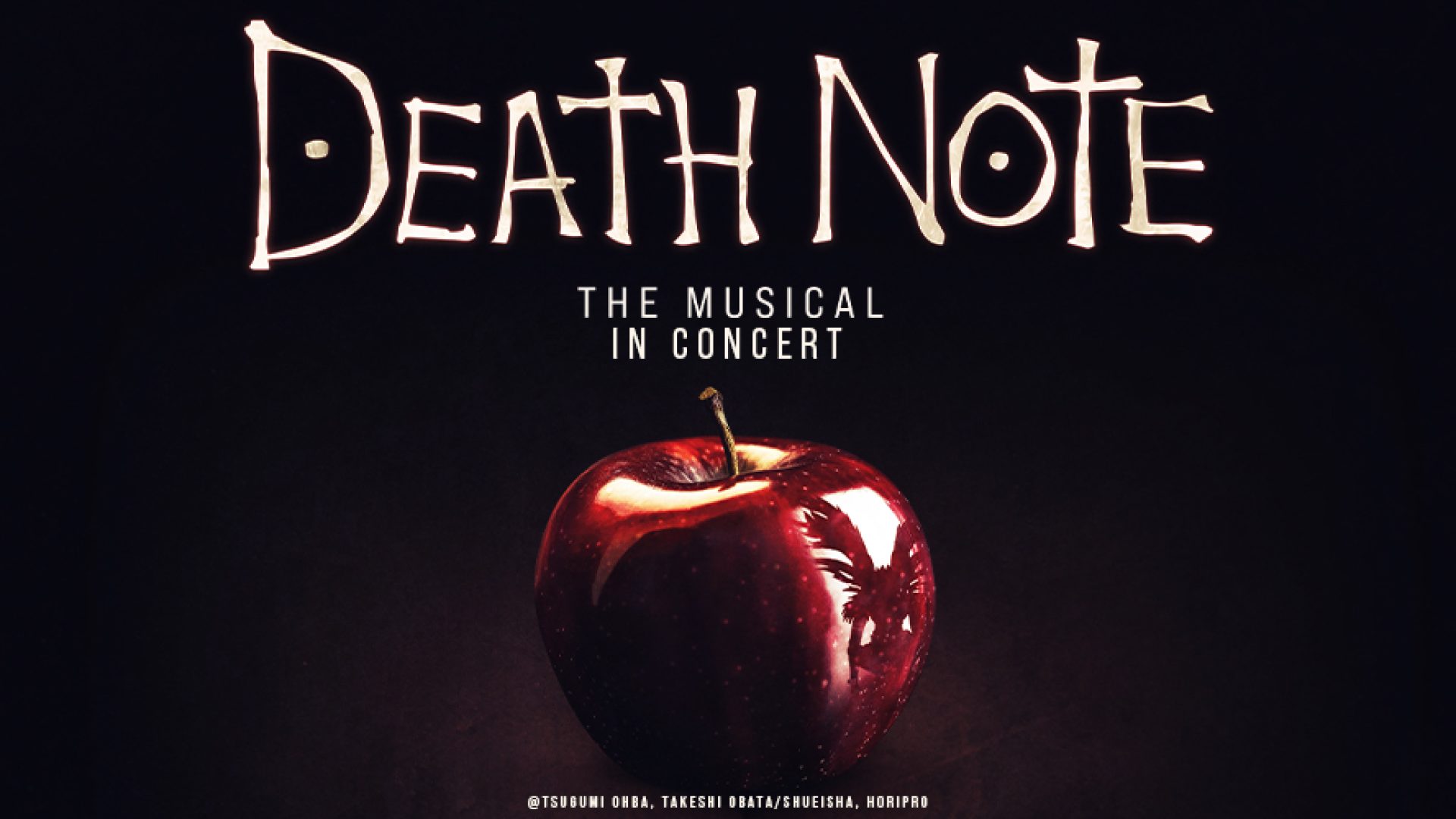 Promotional poster for "Death Note The Musical in Concert," featuring dramatic artwork and bold typography.