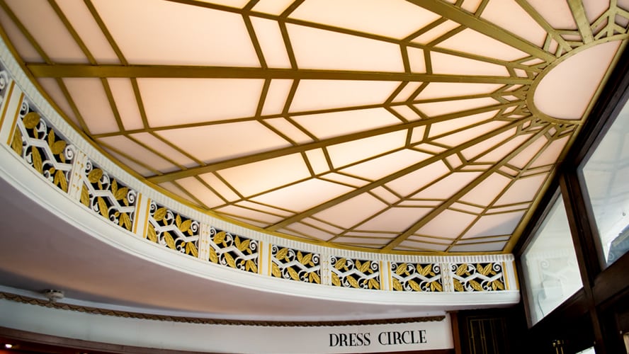 Duchess Theatre exterior featuring a classic façade, marquee lights, and entrance steps.