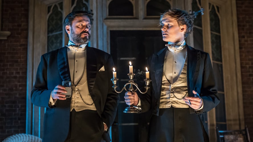 Dominic Rowan as Lord Illingworth and Harry Lister Smith as Gerald Arbuthnot in A Woman of No Importance.