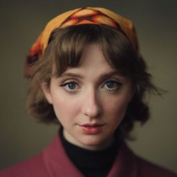 Emily Fairn smiling, with shoulder-length hair and a soft expression, against a neutral background.