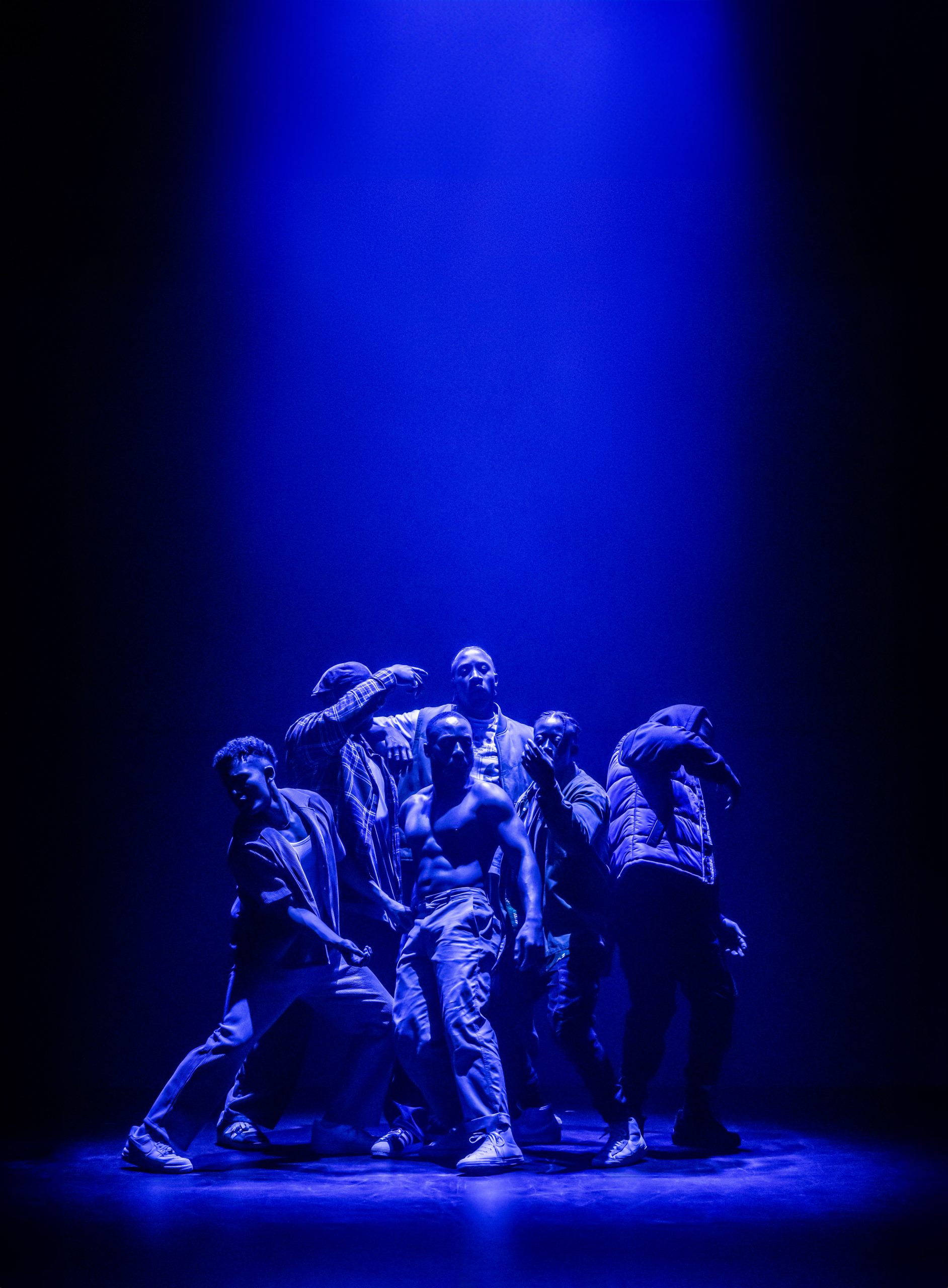 A stage scene from "For Black Boys Who Have Considered Suicide" at Apollo Theatre, London, 2024.