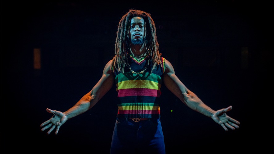 A vibrant stage scene from "Get Up, Stand Up" at the Lyric Theatre, March 2022.