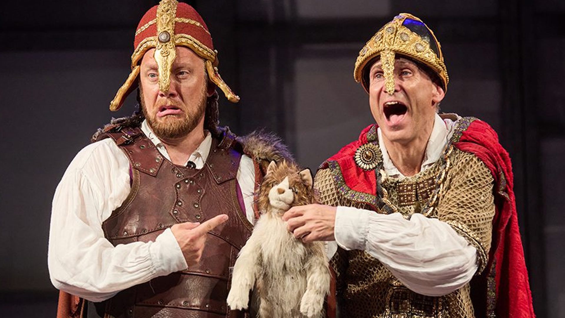 A lively stage scene from "Horrible Histories – Barmy Britain – Part Five" with actors in period costumes.