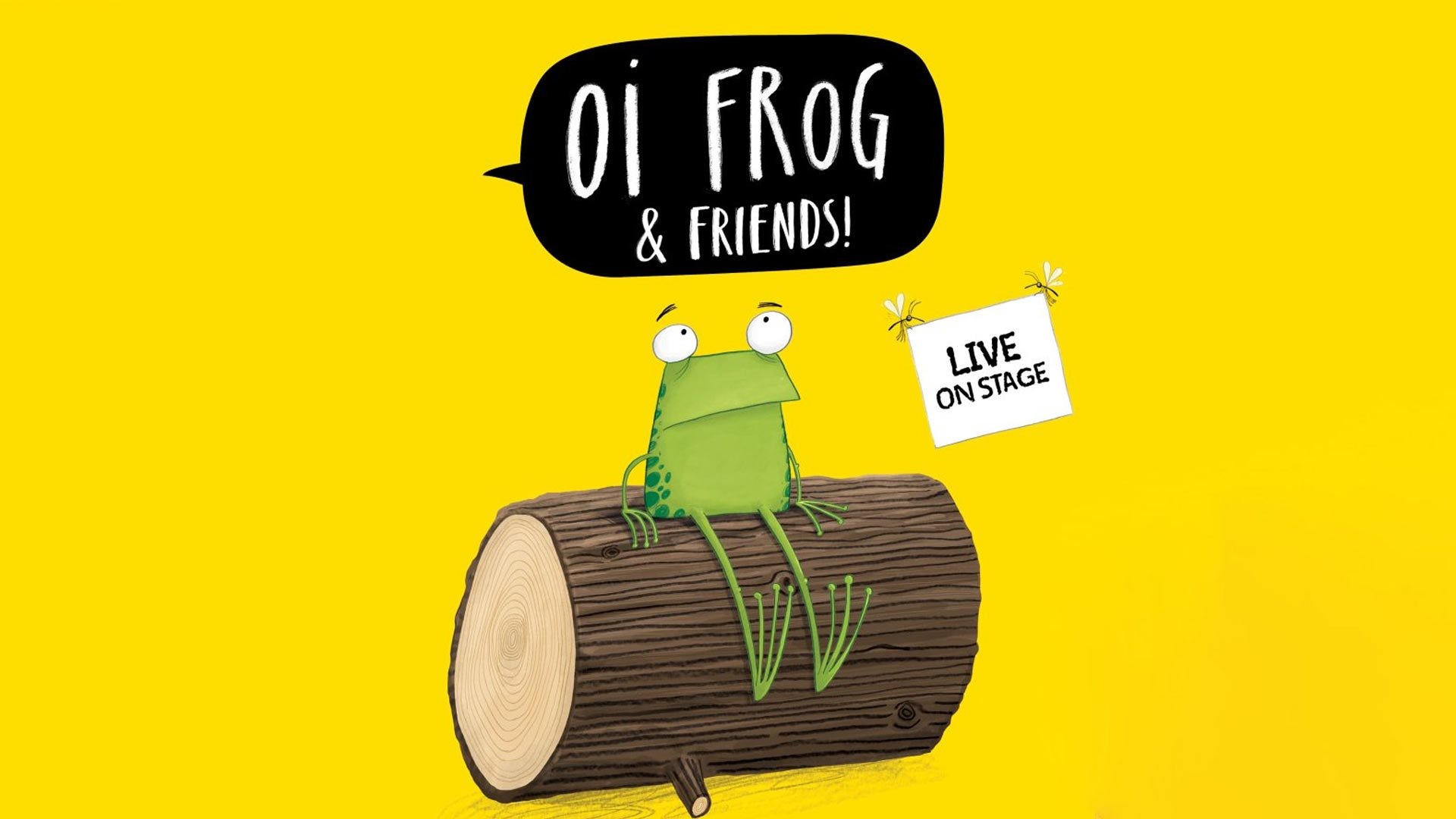 Colourful illustration featuring Frog and various animal friends sitting together on a grassy hill.