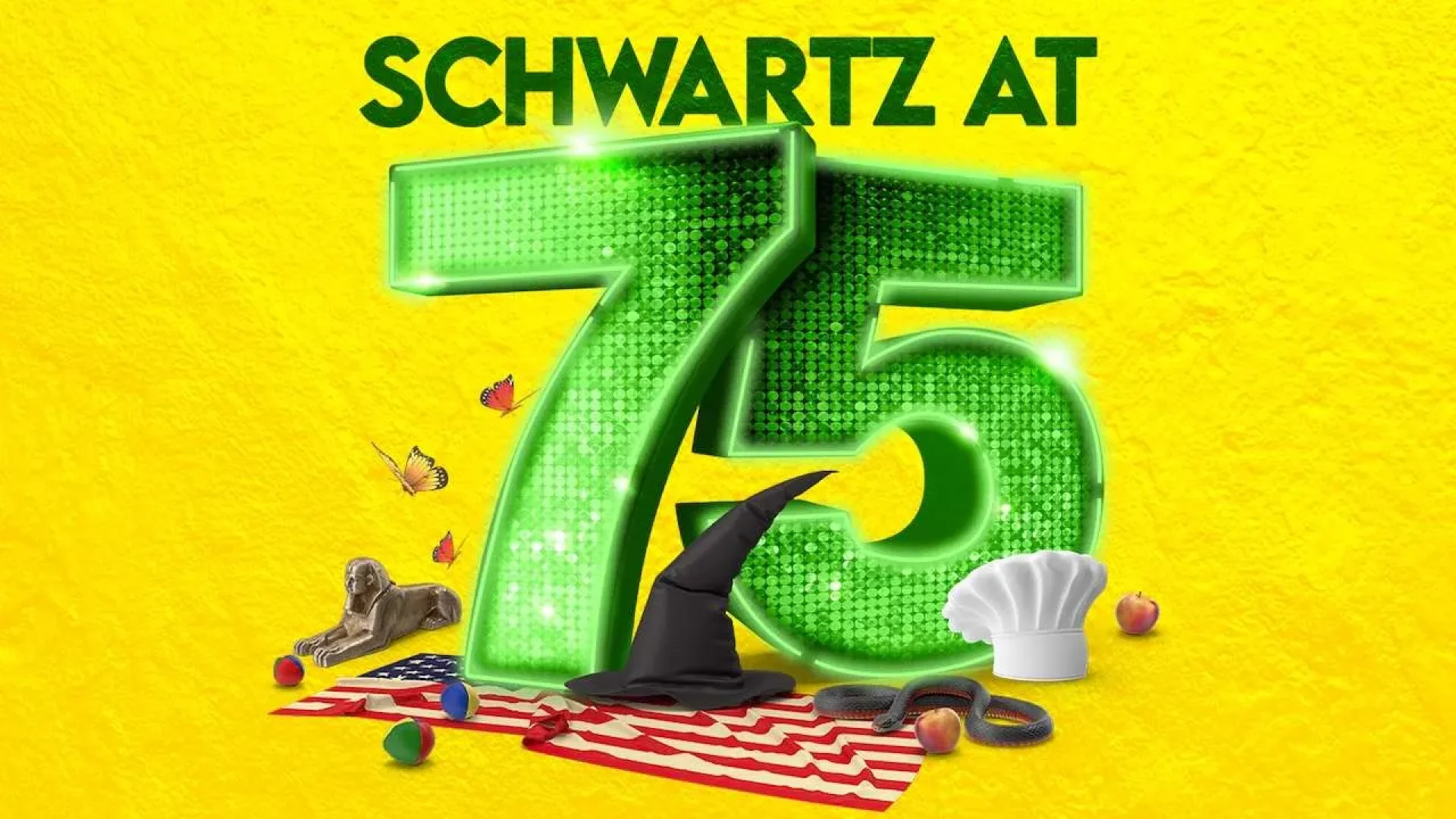 Schwartz at 75 concert featuring a stage, musicians, and an audience in London.