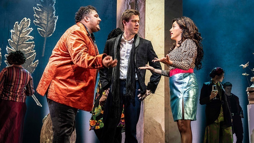 The cast of The Time Traveller's Wife poses together on stage at the Apollo Theatre.