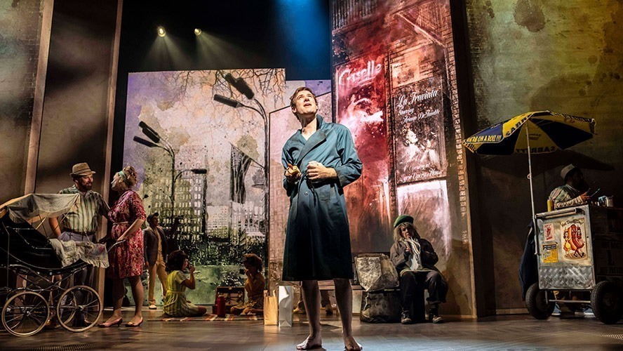 The cast of The Time Traveller's Wife poses together on stage at the Apollo Theatre.