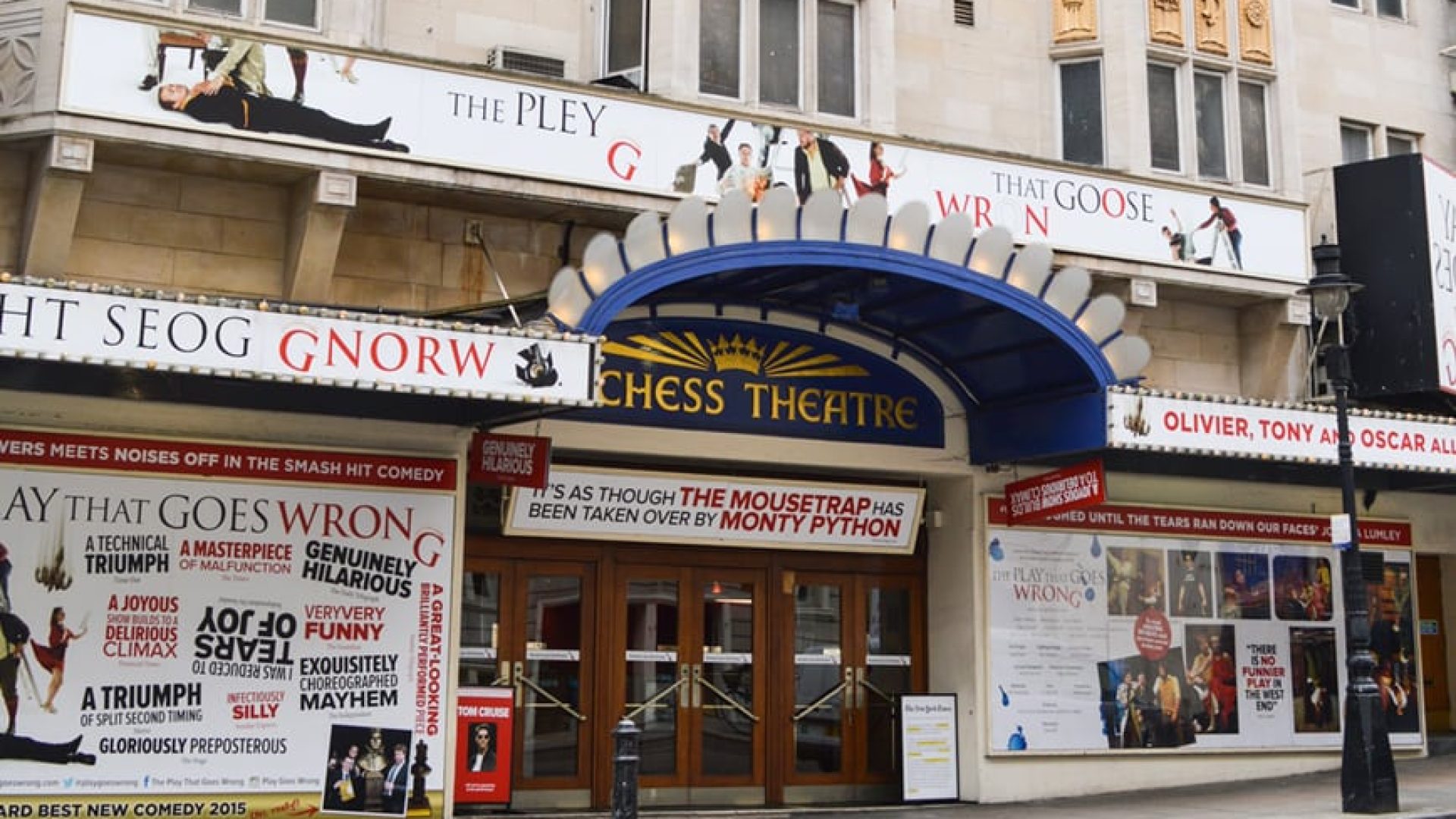 Duchess Theatre exterior featuring a classic façade with ornate detailing and marquee signage.