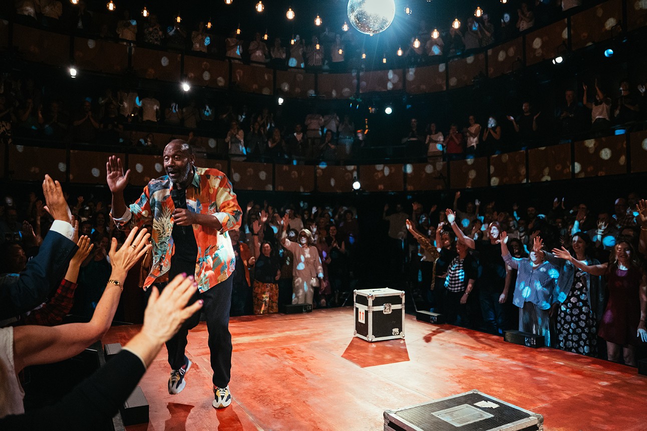 Lenny Henry performing on stage at Soho Place, captured by Helen Murray.