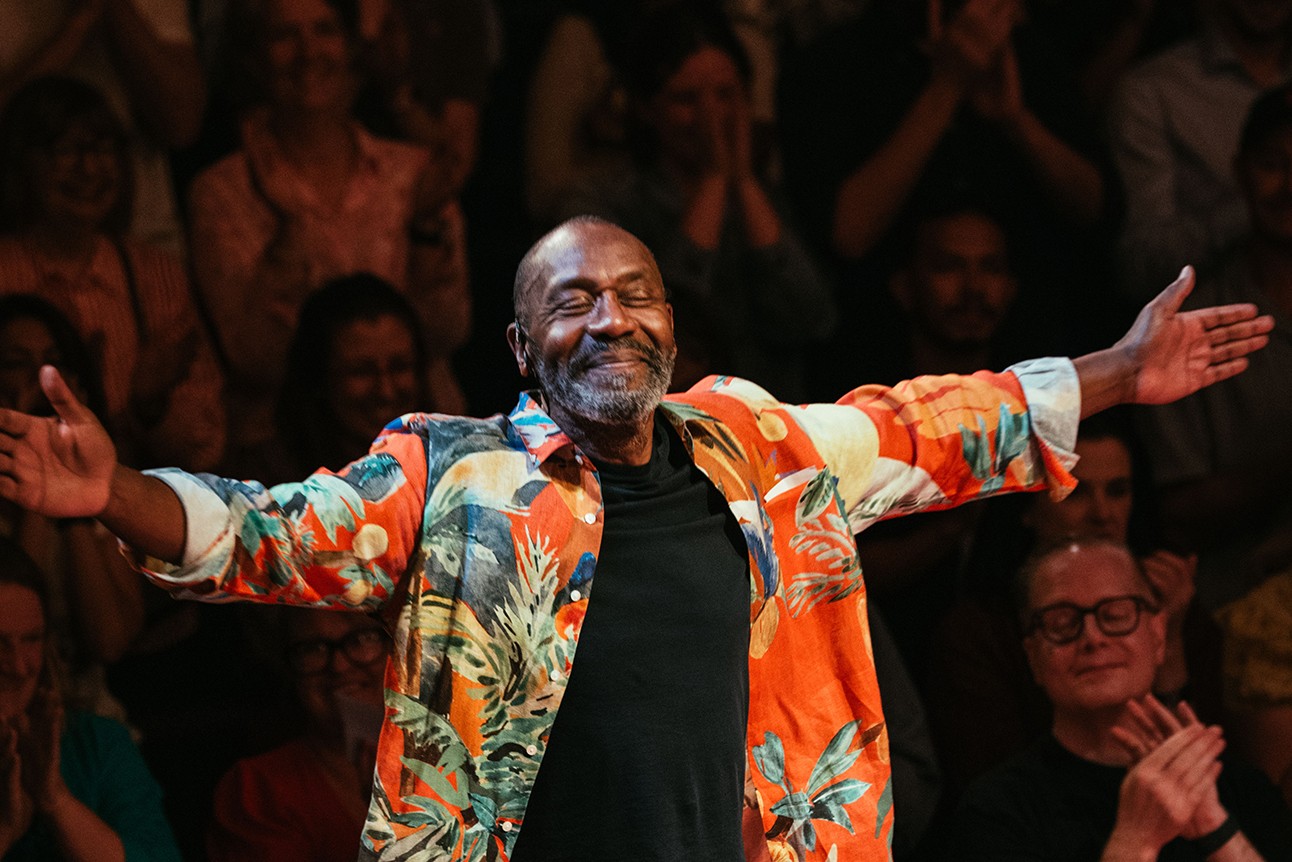 Lenny Henry performing on stage at Soho Place, captured by Helen Murray.