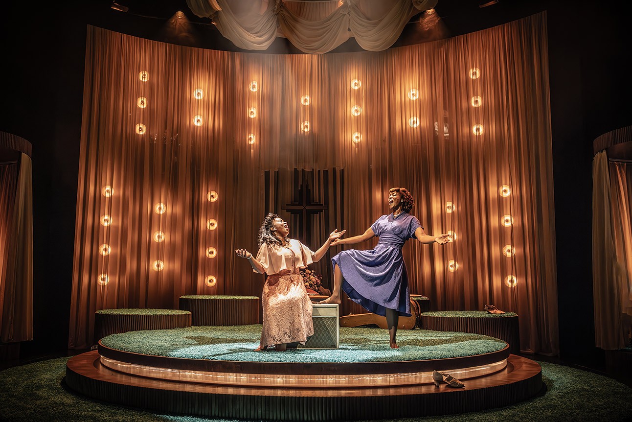 Ntombizodwa Ndlovu and Beverley Knight performing on stage at A Rose Theatre production.
